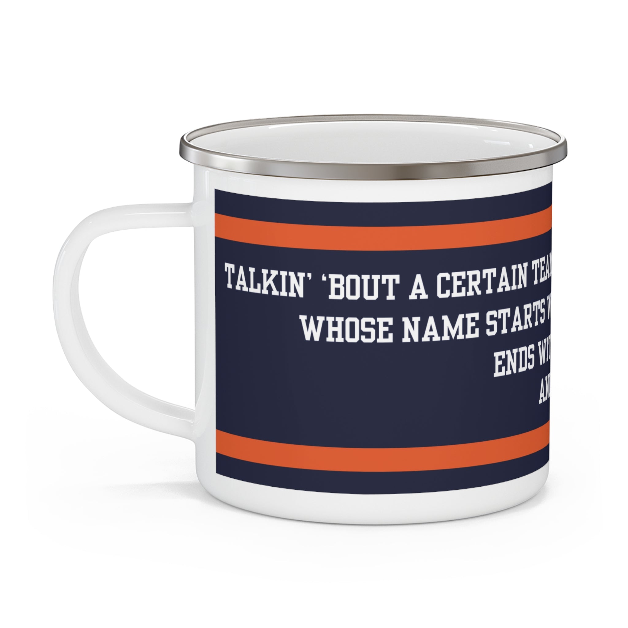 DA MUG — Retro Navy & Orange Sports Enamel Camping Mug