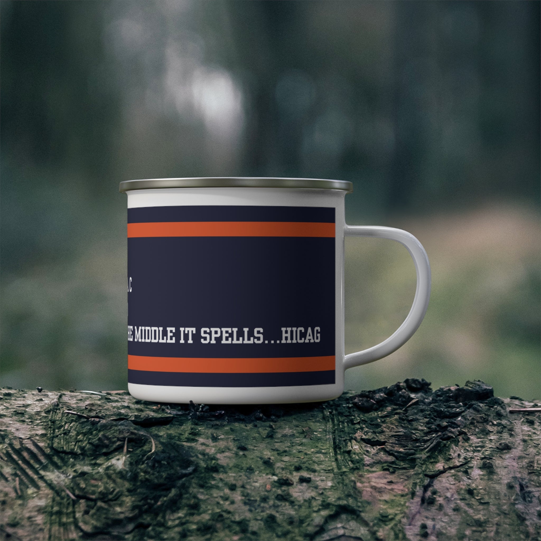 DA MUG — Retro Navy & Orange Sports Enamel Camping Mug