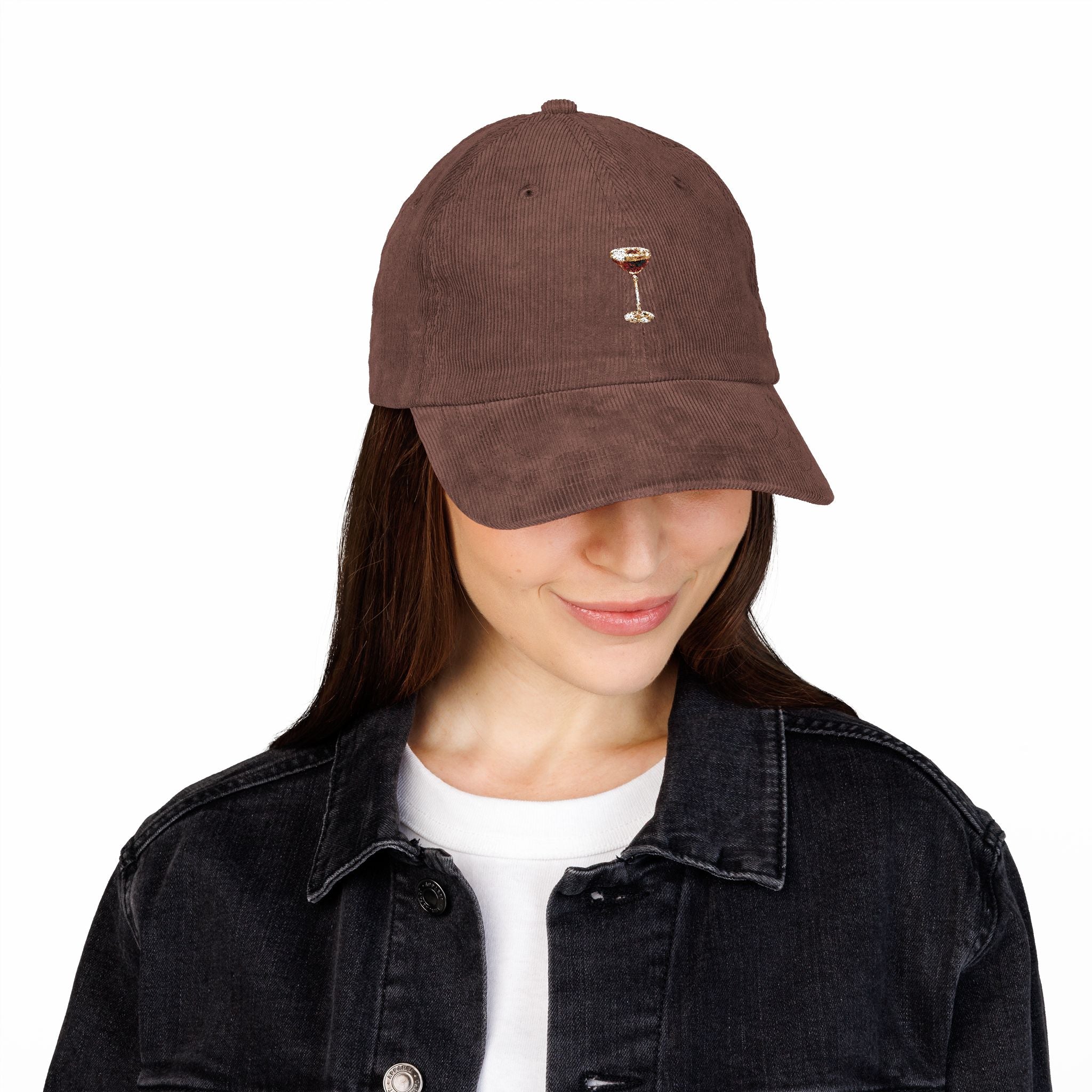 Corduroy Embroidered Espresso Martini Vintage Cap