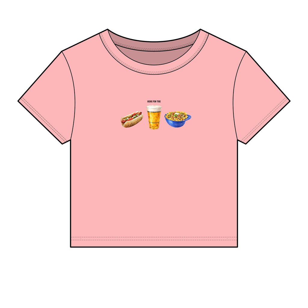 Here for the Hot Dog, Beer & Nachos Graphic Crop Top