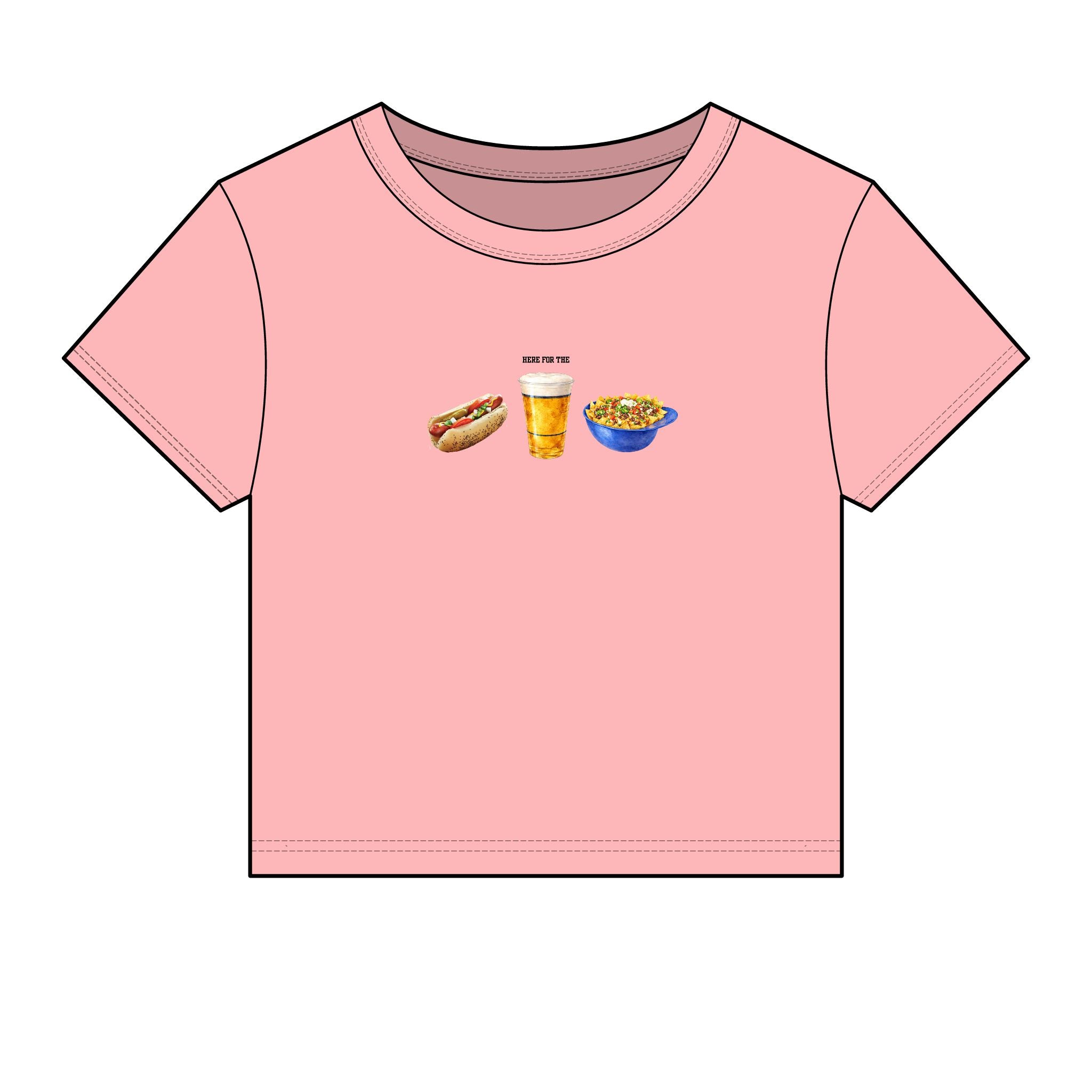 Here for the Hot Dog, Beer & Nachos Graphic Crop Top