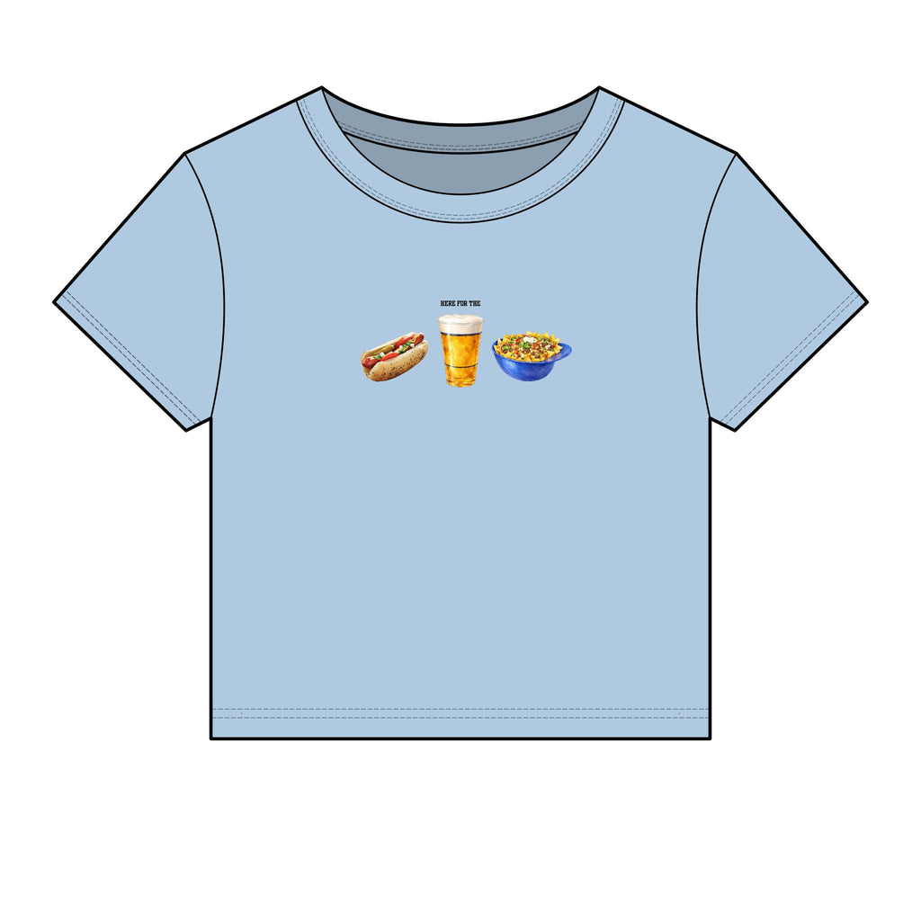 Here for the Hot Dog, Beer & Nachos Graphic Crop Top