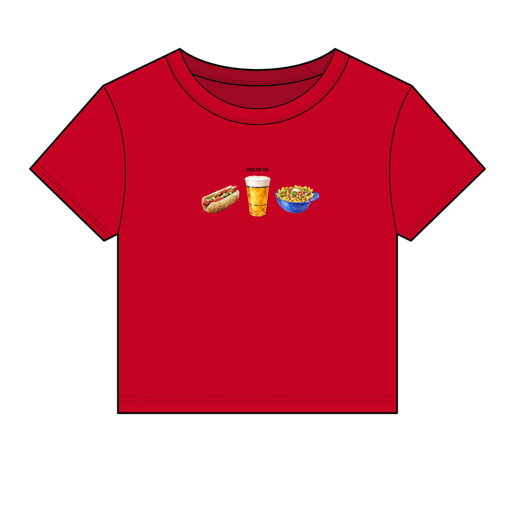 Here for the Hot Dog, Beer & Nachos Graphic Crop Top