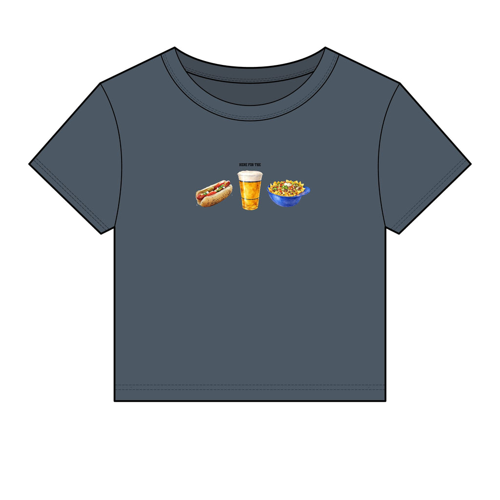 Here for the Hot Dog, Beer & Nachos Graphic Crop Top