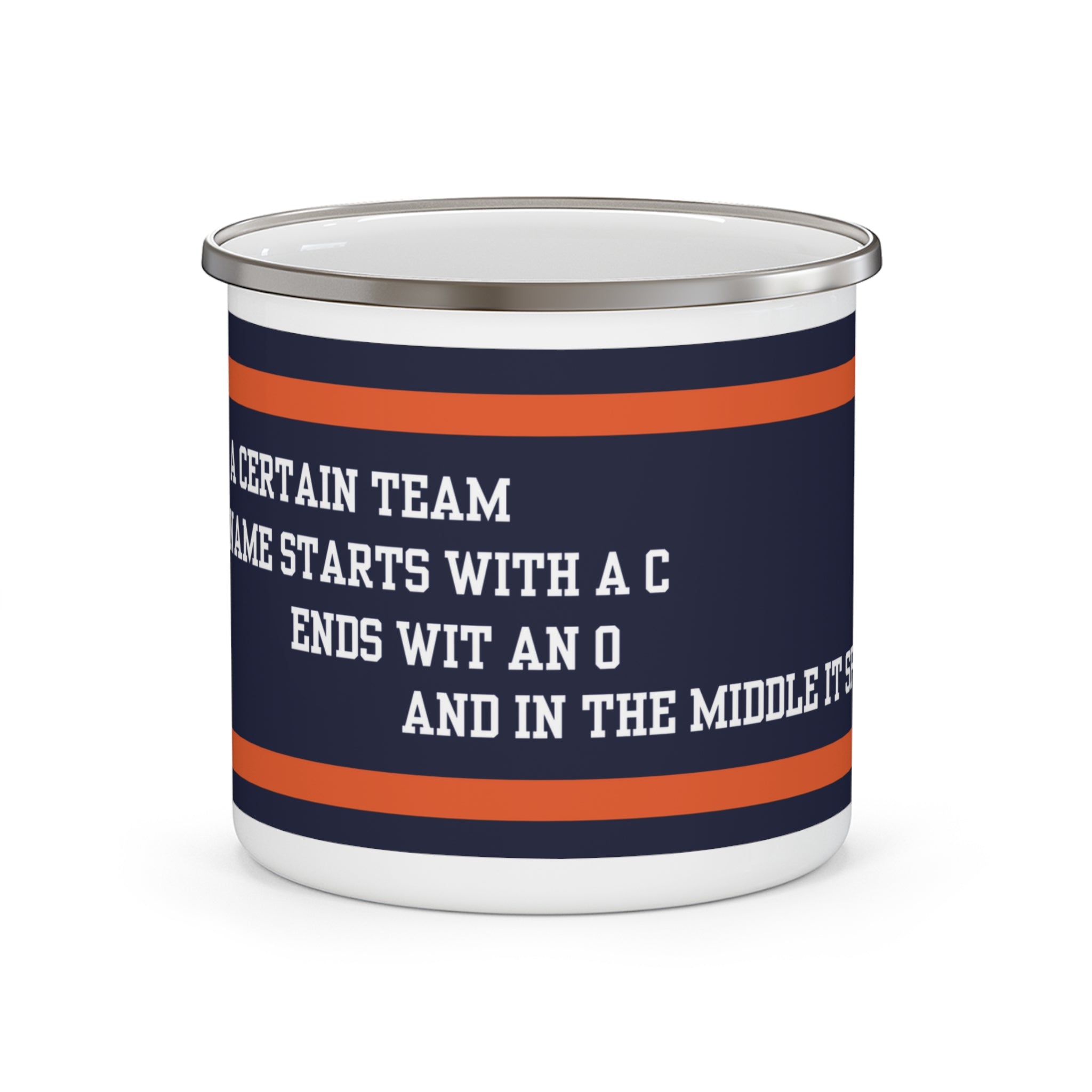 DA MUG — Retro Navy & Orange Sports Enamel Camping Mug