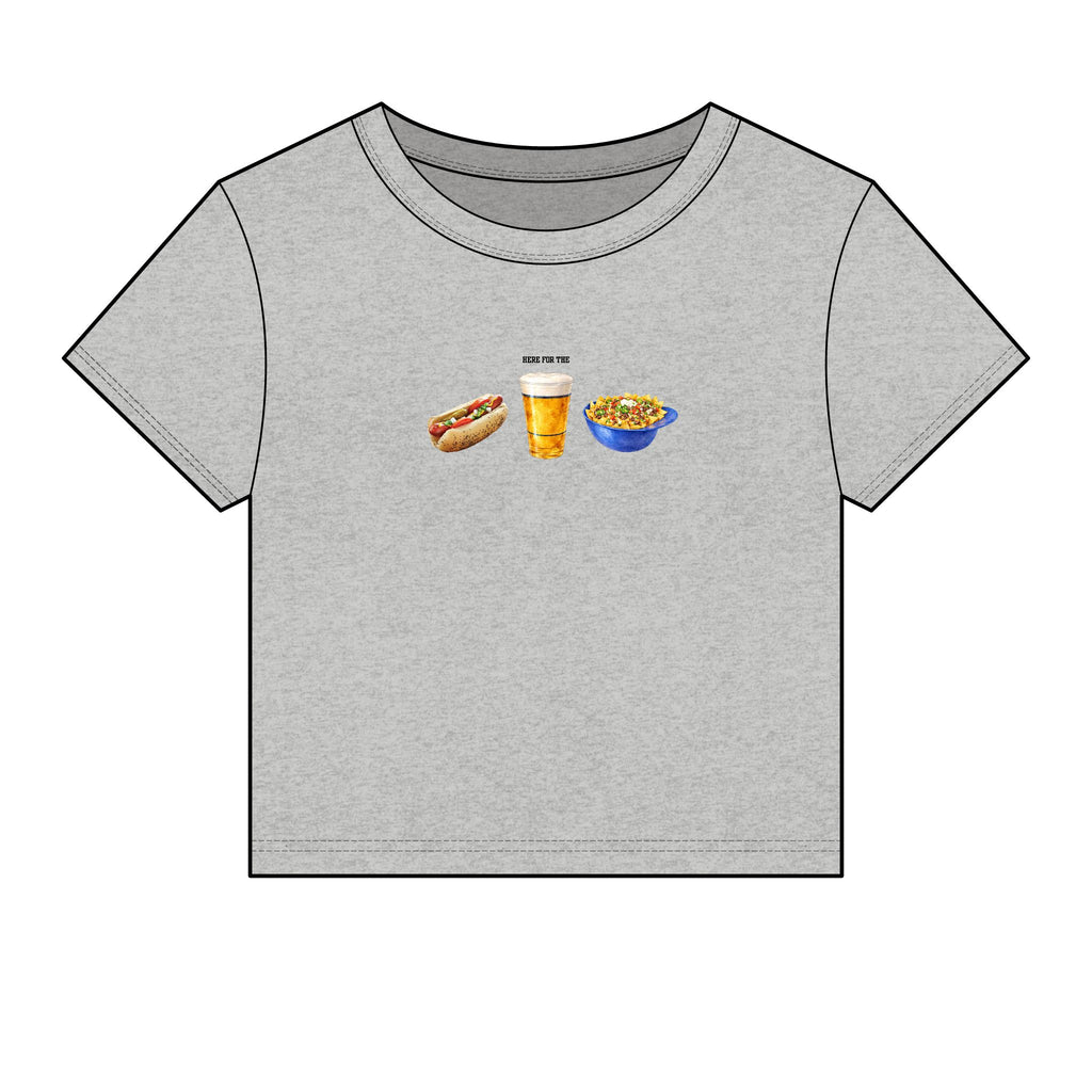 Here for the Hot Dog, Beer & Nachos Graphic Crop Top