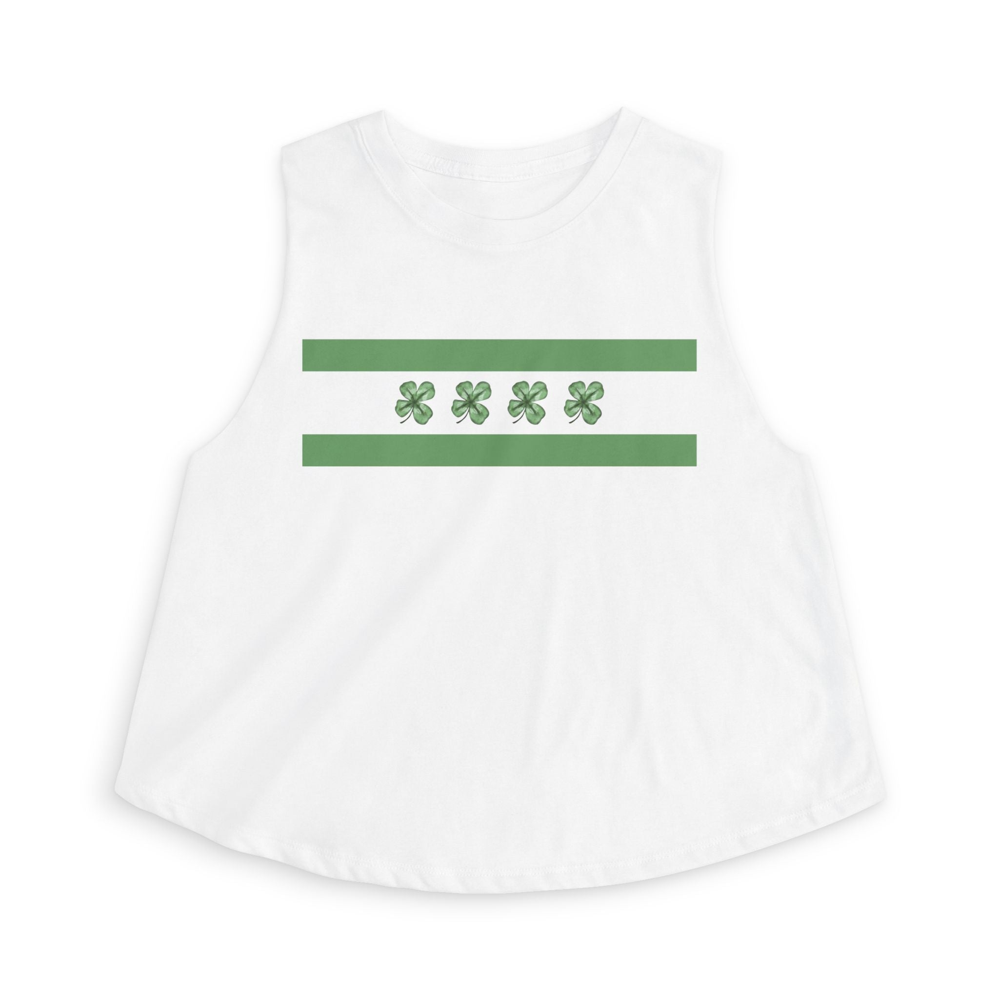 Green Striped Chicago Flag Clover Women's Crop Top — (St. Patrick’s Day)