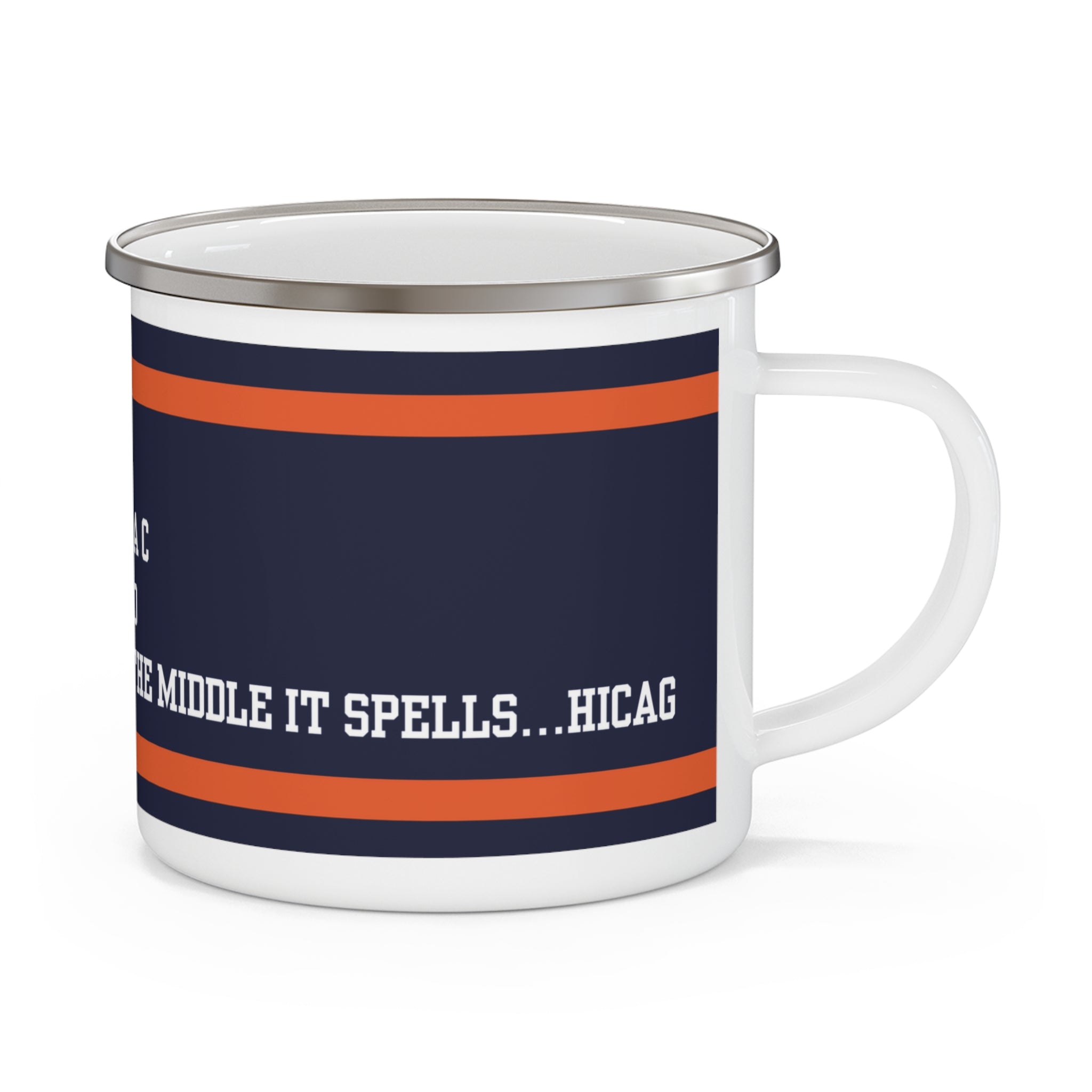 DA MUG — Retro Navy & Orange Sports Enamel Camping Mug